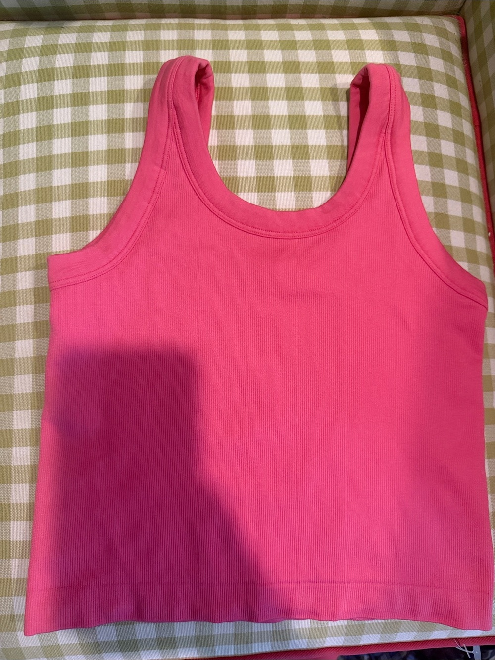 Women's Pink Ribbed Tank Top - Classic Scoop Neck